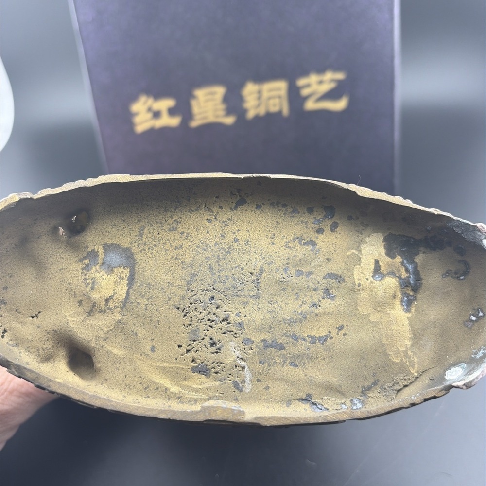 Red Star Copper Company Sculpture Chinese Heavy Square Of Babies Good Luck - Picture 8 of 12